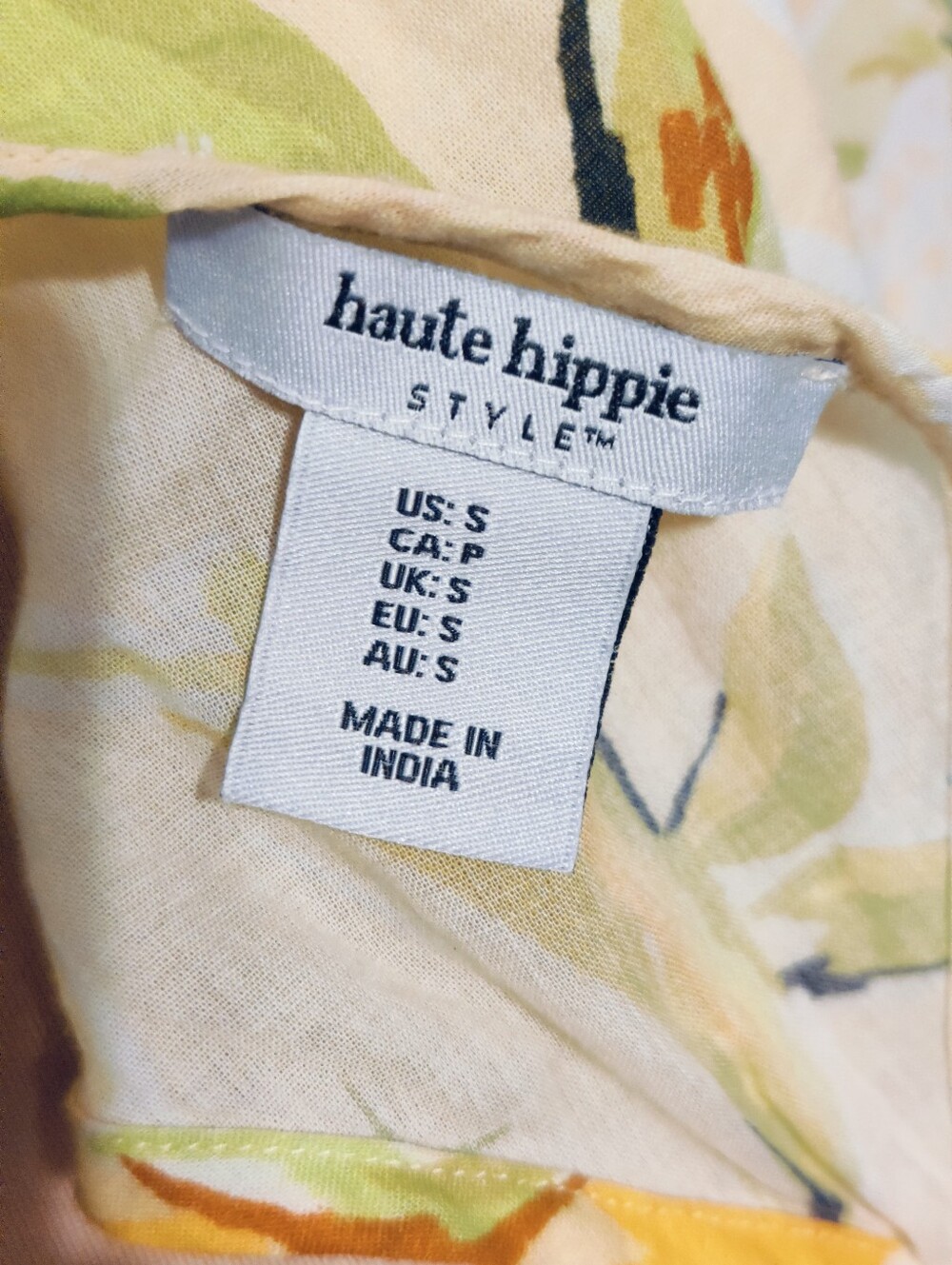 Haute Hippie full sweep Cotton Maxi Dress fruit & fauna V front /back  Chic S - Picture 7 of 8
